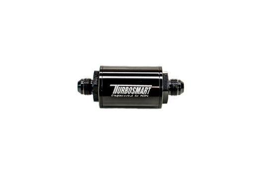 Turbosmart FPR Billet Inline Fuel Filter 1.75in OD 3.825in Length AN-6 Male Inlet - Black