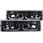 ANZO 1988-1998 Chevrolet C1500 Crystal Headlights Black w/ Low - Brow