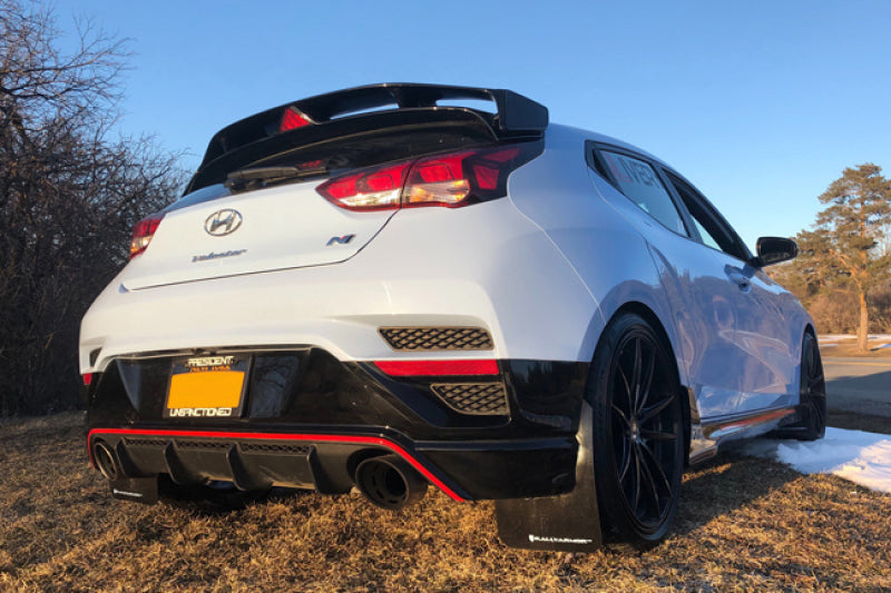 Rally Armor 19-22 Hyundai Veloster N Black UR Mud Flap w/ White Logo