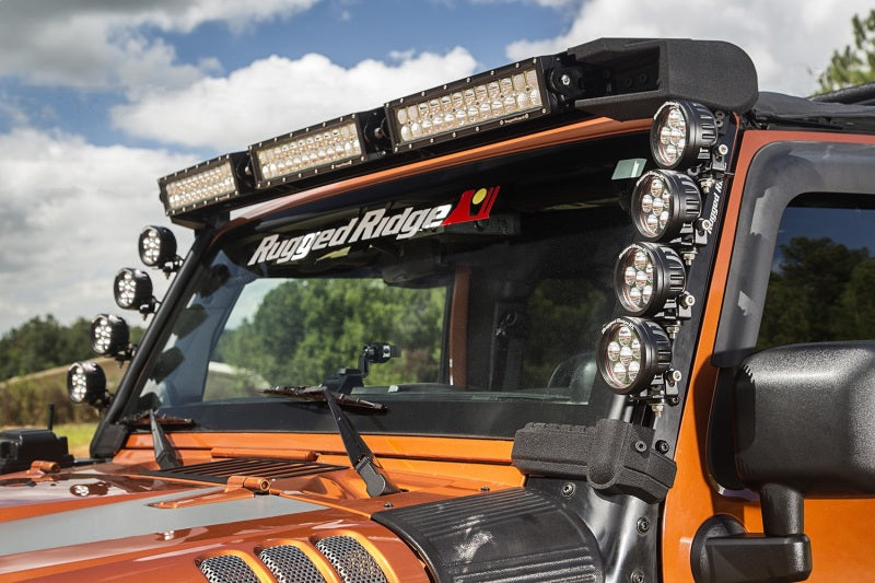 Rugged Ridge 07-18 Jeep Wrangler JK Elite Fast Track Windshield Light Bar Mount w/ Crossbar