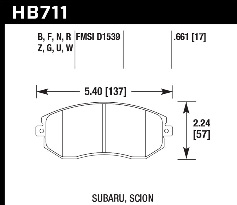 Hawk 13 Subaru BRZ/13 Legacy 2.5i / 13 Scion FR-S DTC-60 Front Race Brake Pads