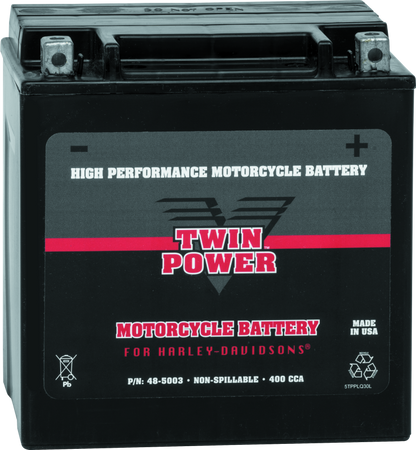 Twin Power YIX-30L High Performance Battery Replaces H-D 66010-97A Made in USA 400 CCA