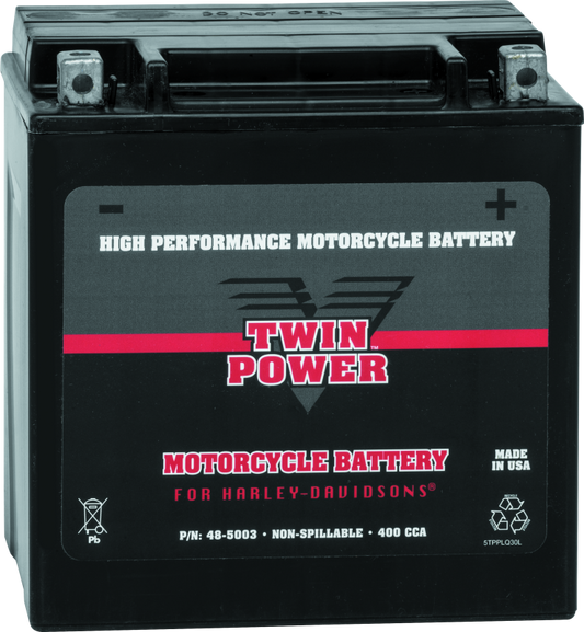 Twin Power YIX-30L High Performance Battery Replaces H-D 66010-97A Made in USA 400 CCA