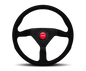 Momo Montecarlo Alcantara Steering Wheel 320 mm - Black/Red Stitch/Black Spokes