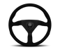 Momo Montecarlo Alcantara Steering Wheel 350 mm - Black/Black Stitch/Black Spokes