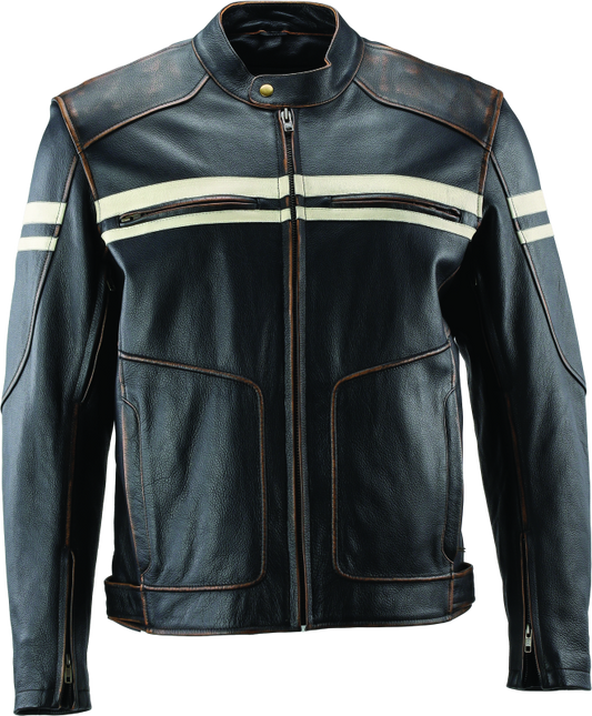 Kuryakyn Leather By River Road Hoodlum Vintage Leather Jacket Black - Large