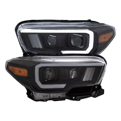 ANZO 2016-2017 Toyota Tacoma Projector Headlights w/ Plank Style Switchback Black w/ Amber