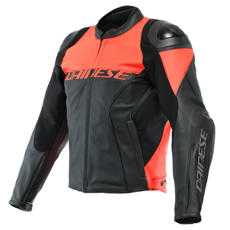 Dainese Racing 4 Leather Jacket Perforated Black/Fluorescent Red Size - 56