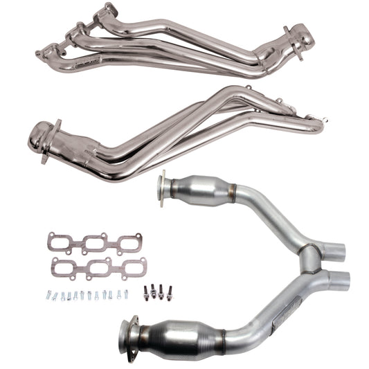 BBK 15-17 Ford Mustang V6 1-3/4 Long Tube Headers w/High Flow Catted H Pipe (Silver Ceramic)