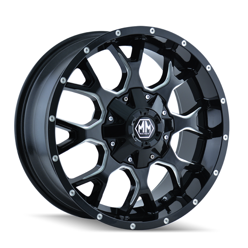 Mayhem 8015 Warrior 20x9 / 6x135 BP / 18mm Offset / 106mm Hub Black w/ Milled Spokes Wheel