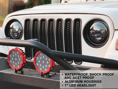 Raxiom 97-18 Jeep Wrangler TJ/JK Axial Series LED Daymaker Headlights- Black Housing (Clear Lens)