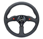 NRG Reinforced Steering Wheel (350mm/ 2.5in. Deep) Sport Leather Racing/ 4mm Matte Black Spoke