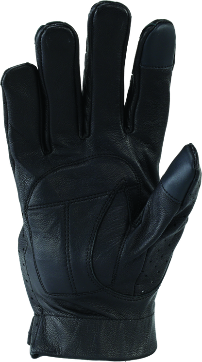 River Road Tucson Leather Perforated Gloves Black - Small