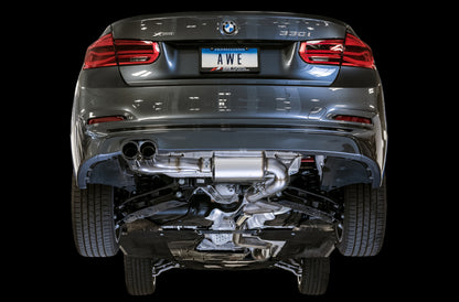 AWE Tuning BMW F3X N20/N26 328i/428i Touring Edition Exhaust Quad Outlet - 80mm Chrome Silver Tips