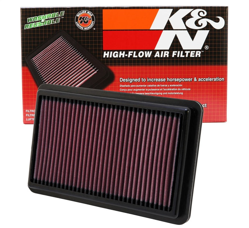 K&N Replacement Air Filter 10.188in O/S Length x 6.375in O/S Width x 1.063in H for 12 Honda Civic Si