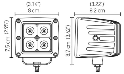 Hella HVF Cube 4 LED Off Road Kit - 3.1in 2X12W