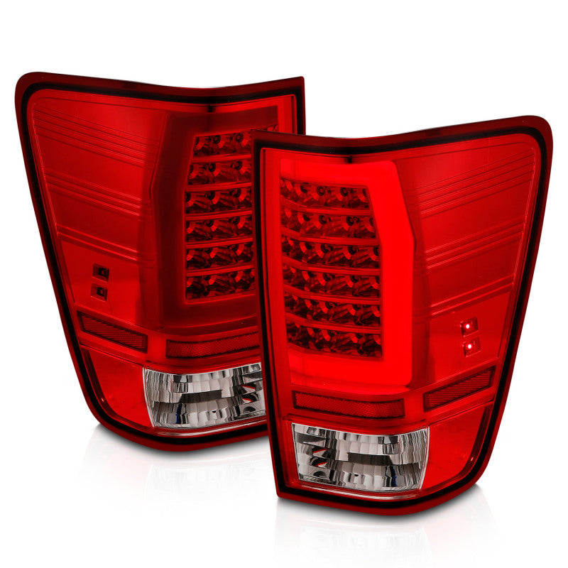 Anzo 04-15 Nissan Titan Full LED Tailights Chrome Housing Red/Clear Lens