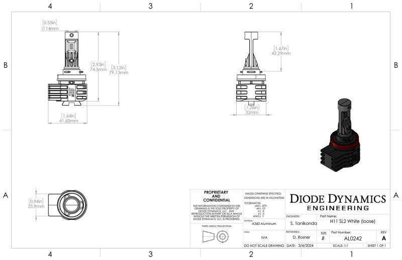 Diode Dynamics H11/H8/H9 Yellow SL2 LED Bulbs (pair)