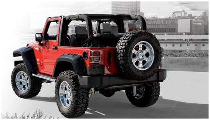 Bushwacker 07-18 Jeep Wrangler Max Pocket Style Flares 2pc Extended Coverage - Black