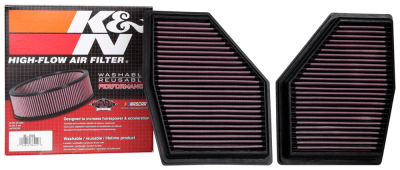 K&N 2020 BMW M550i 4.4L V8 Replacement Air Filter (2 Per Box)