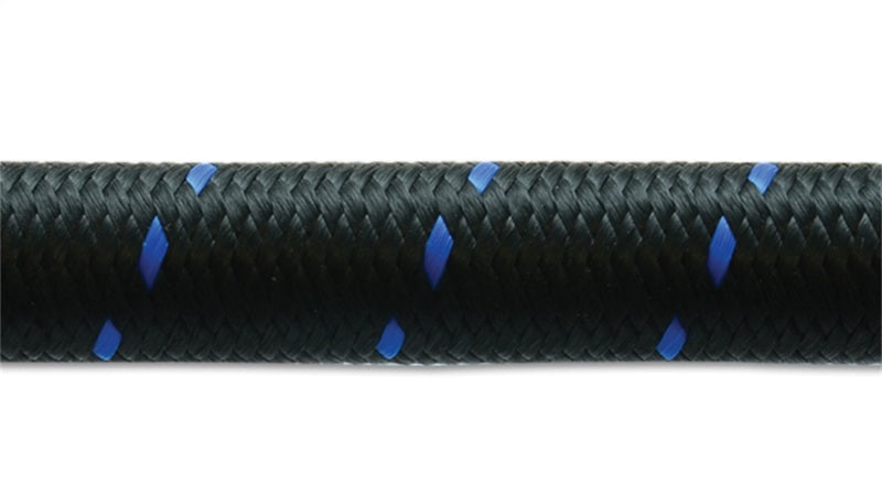 Vibrant -10 AN Two-Tone Black/Blue Nylon Braided Flex Hose (5 foot roll)