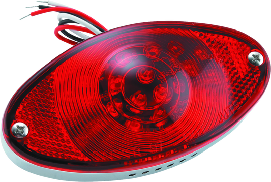 Bikers Choice Chrome LED Cateye Taillight Red Lens DOT Universal