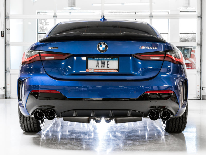 AWE Tuning 2019+ BMW M340i (G20) Resonated Touring Edition Exhaust - Quad Diamond Black Tips