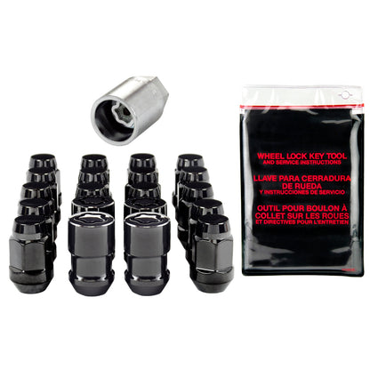 McGard 5 Lug Hex Install Kit w/Locks (Cone Seat Nut / Bulge) M12X1.5 / 3/4 Hex / 1.45in. L - Black