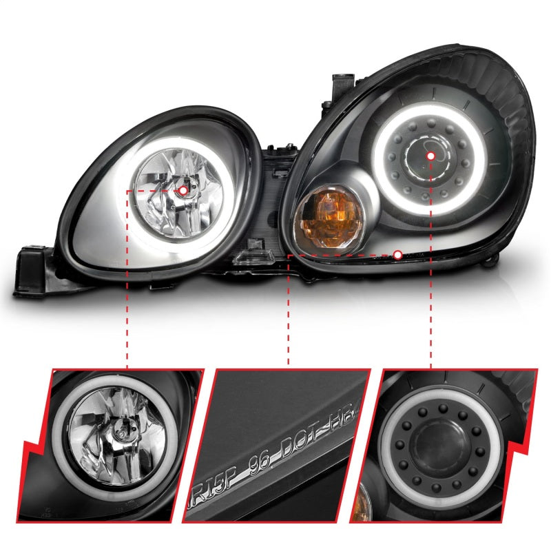 ANZO 1998-2005 Lexus Gs300 Projector Headlights w/ Halo Black