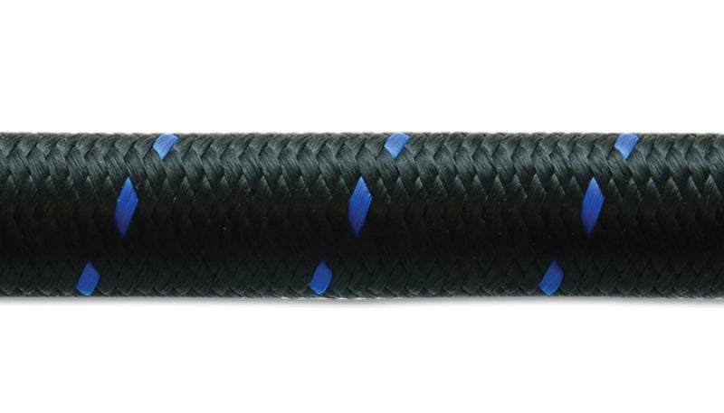 Vibrant -10 AN Two-Tone Black/Blue Nylon Braided Flex Hose (5 foot roll)