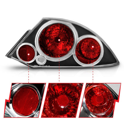 ANZO 2000-2005 Mitsubishi Eclipse Taillights Black