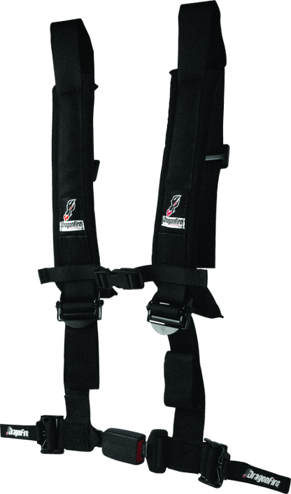 DragonFire Racing Harness H-Style- 4-Point- EZ-Adjust- 2in Buckle- Black