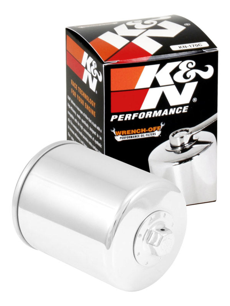 K&N Harley Davidson 3in OD x 4.063in H Chrome Oil Filter