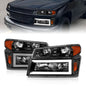 ANZO 04-12 GM Colorado/Canyon/I-Series Crystal Headlights - w/ Light Bar Black Housing 4pcs