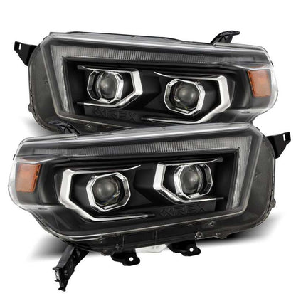 AlphaRex 10-13 Toyota 4Runner LUXX LED Proj Headlights Plank Style Black w/Seq Signal/DRL