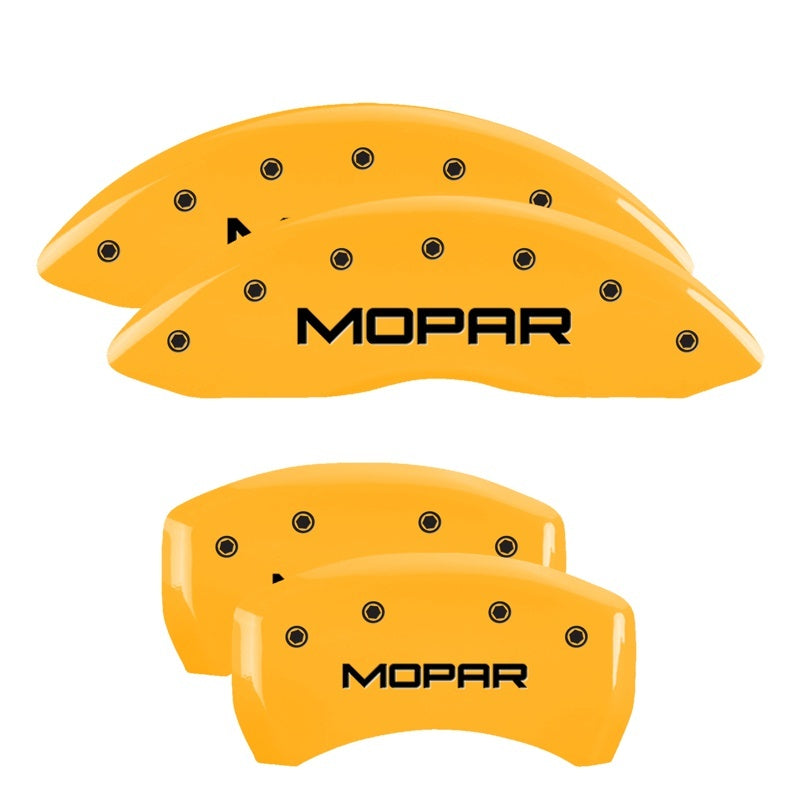 MGP 4 Caliper Covers Engraved Front & Rear MOPAR Yellow finish black ch