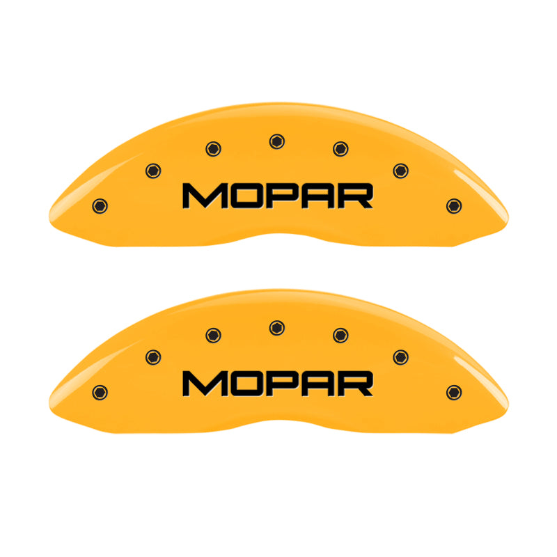 MGP 4 Caliper Covers Engraved Front & Rear MOPAR Yellow finish black ch