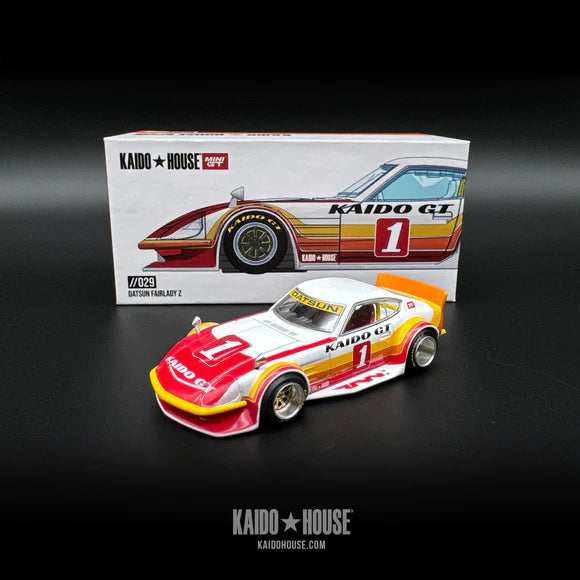 Kaido House x Mini GT 1:64 Datsun KAIDO Fairlady Z Kaido GT V1 Red With White Limited Edition