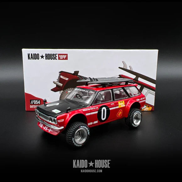 Kaido House x Mini GT 1:64 Datsun KAIDO 510 Wagon Kaido GT Surf Safari RS V2 – Red – Limited Edition