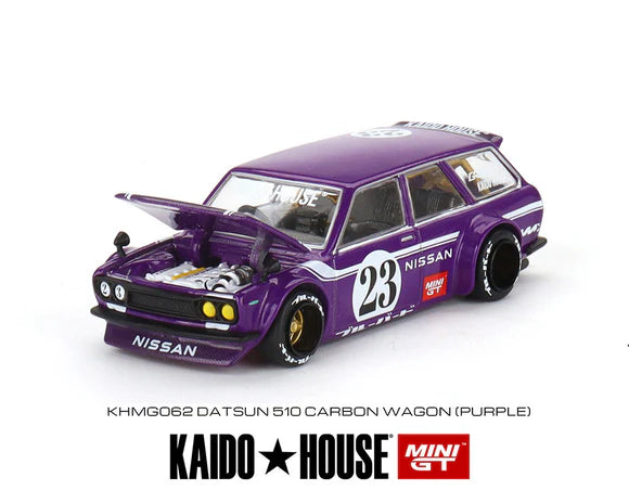 Kaido House x Mini GT 1:64 Datsun KAIDO 510 Wagon CARBON FIBER V1 – Purple – Limited Edition