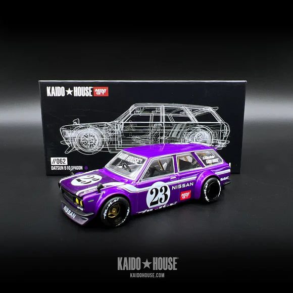 Kaido House x Mini GT 1:64 Datsun KAIDO 510 Wagon CARBON FIBER V1 – Purple – Limited Edition