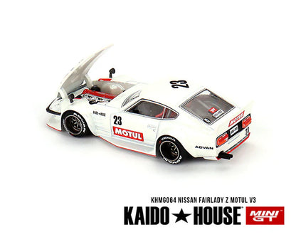 Kaido House x Mini GT 1:64 Datsun KAIDO Fairlady Z MOTUL V3 – White – Limited Edition