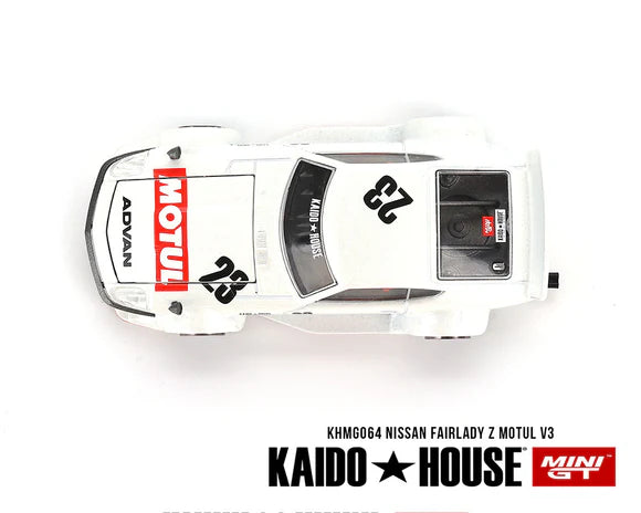 Kaido House x Mini GT 1:64 Datsun KAIDO Fairlady Z MOTUL V3 – White – Limited Edition