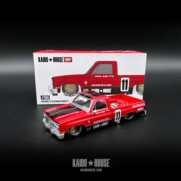 Kaido House x Mini GT 1:64 Chevrolet Silverado 1983 KAIDO V1- Red – Limited Edition