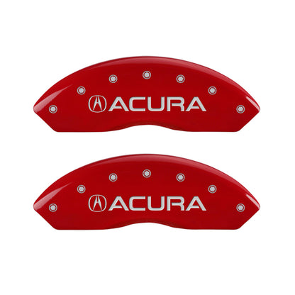 MGP 4 Caliper Covers Engraved Front Acura Engraved Rear TLX Red finish silver ch