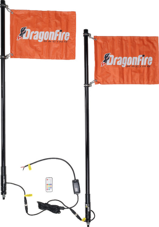 DragonFire Racing Whips - 4ft Spiral LED Black Pair