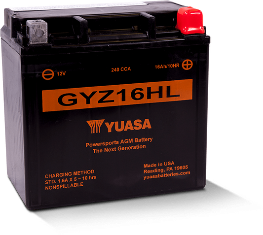 Yuasa GYZ16HL High Performance Maintenance Free AGM 12 Volt Battery