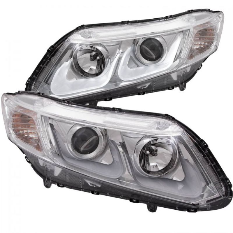 ANZO 2012-2015 Honda Civic Projector Headlights w/ U-Bar Chrome