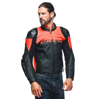 Dainese Racing 4 Leather Jacket Perforated Black/Fluorescent Red Size - 46