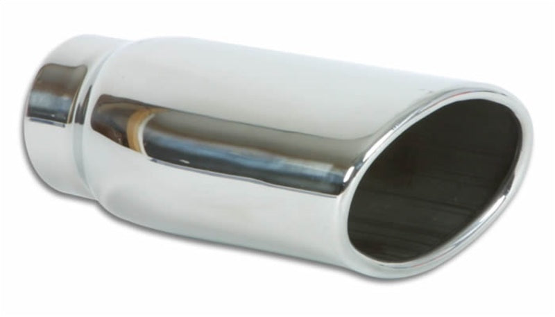 Vibrant 4.5in x 3in Oval SS Exhaust Tip (Single Wall Angle Cut Rolled Edge)